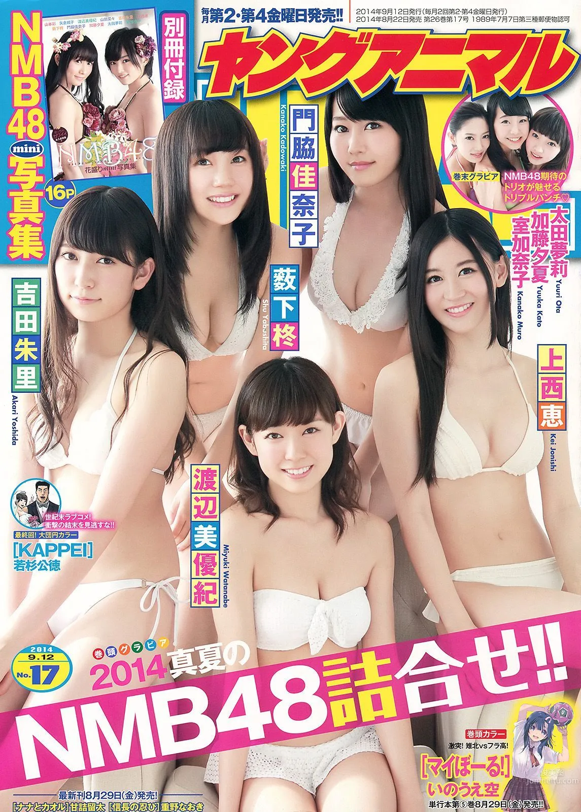 NMB48 吉田朱里 上西恵 渡辺美優紀 矢倉楓子 山本彩 室加奈子 [Young Animal] 2014年No.17 写真杂志1