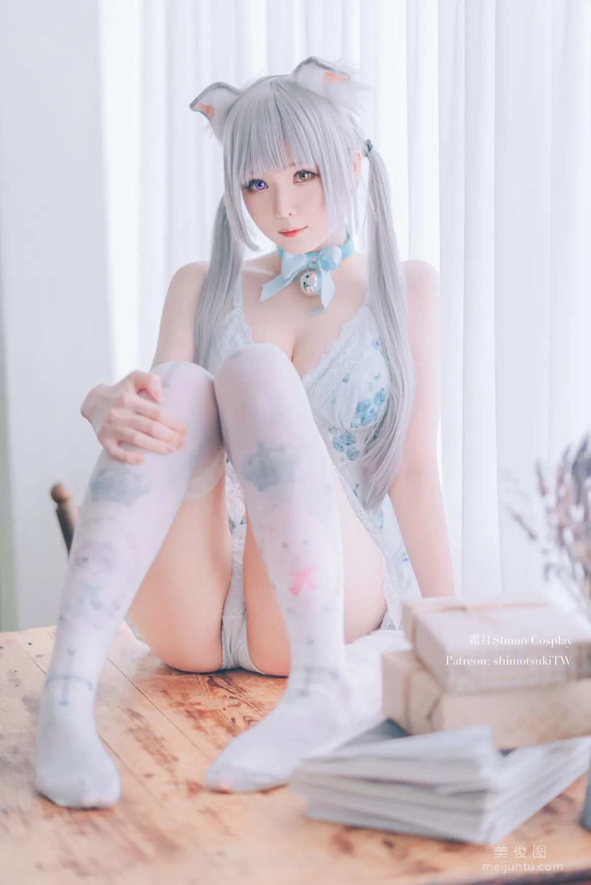 微博妹纸霜月shimo - ベビードールと灰色ねこ 套图13