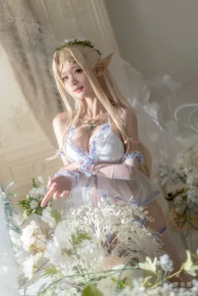 [網紅COSER寫真] 動漫博主蠢沫沫 - 白精靈 婚紗