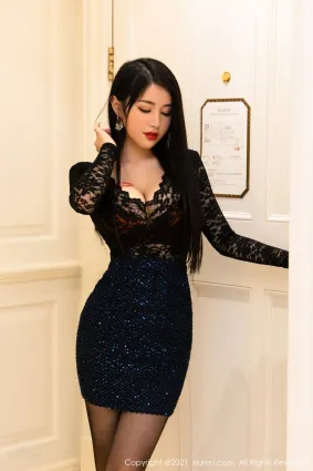 豐腴女神美七Mia 黑色镂空淋漓呈現